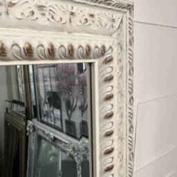 Lg Antique White Mirror Shabby Chic Ornate Decorative Bevelled Wall Mirror - Choose Your Size Premium Solid Wood UK Made Frame Florence - thumbnail 2