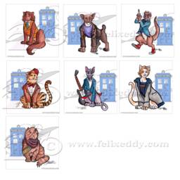 Doctor Mew Art Print Of Cats Your Choice 14 Doctors 8x8 - thumbnail 3