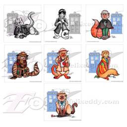 Doctor Mew Art Print Of Cats Your Choice 14 Doctors 8x8 - thumbnail 2