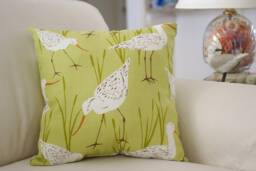 Beach Decor Sandpiper Throw Pillow - Green - thumbnail 1