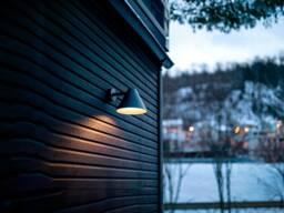 Brass Cone Outdoor Sconce Lighting Fixture, Unique Small Wall Sconce, Farhmhouse Light, Front Door Entrance Lamp - thumbnail 1