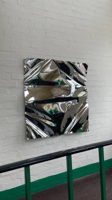Metal Wall Sculpture, Reflective Wall Art, Stainless Steel Decor, Distorted Mirror - image 1