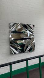 Metal Wall Sculpture, Reflective Wall Art, Stainless Steel Decor, Distorted Mirror