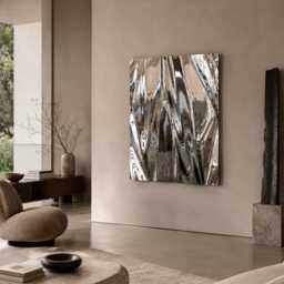 Metal Wall Sculpture, Reflective Wall Art, Stainless Steel Decor, Distorted Mirror - thumbnail 4