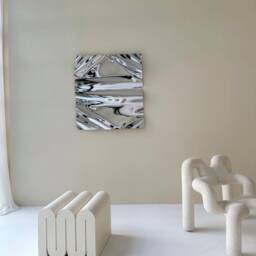 Metal Wall Sculpture, Reflective Wall Art, Stainless Steel Decor, Distorted Mirror - thumbnail 2