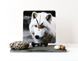 Wolf Desk Clock - Decoupage Photo Arctic White Wild Animal Square - thumbnail 1