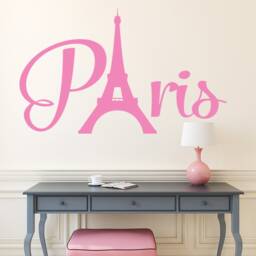 Paris Eiffel Tower Vinyl Wall Decal - Theme Bedroom Decor Art Skyline Silhouette Girl Room Dm115 - thumbnail 1