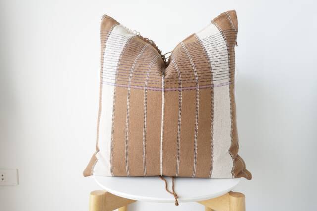 Brown Tribal Hemp Hand Woven Natural Dye Color Hmong Lumbar Pillow Cover - image 1