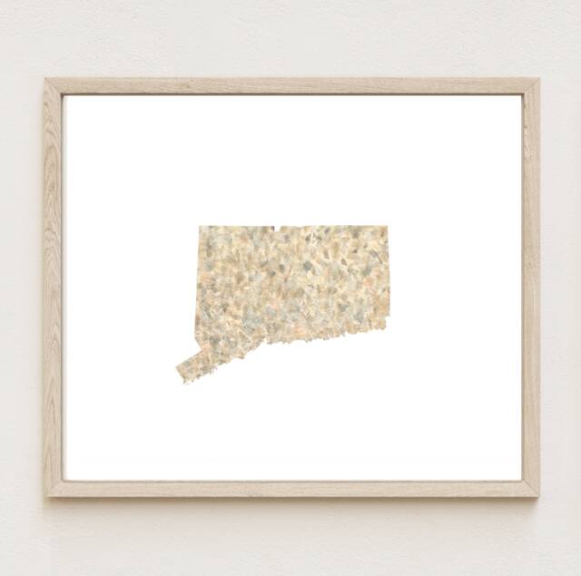 Connecticut State Map Urban Fabric Watercolor Texture Painting Usa - Art Print - image 1