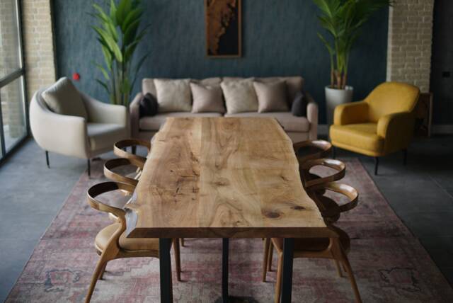Rustic Dining Table For Farmhouse - Live Edge Beauty - image 1