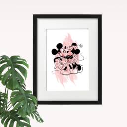 Mickey & Minnie Mouse Kissing Wall Art Print - Home D??cor Digital Poster - thumbnail 2