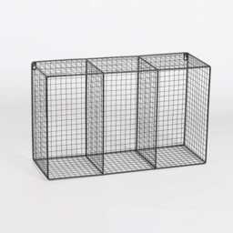 60cm Black Metal Wire Wall Shelf Unit Industrial Mesh Storage Display Organiser 3 Tier - thumbnail 2