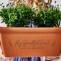 Friend Birthday Gift Terracotta Planter - Personalised Window Box Trough - thumbnail 2
