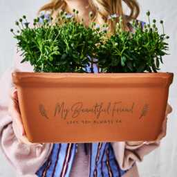 Friend Birthday Gift Terracotta Planter - Personalised Window Box Trough - thumbnail 1