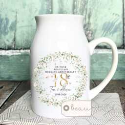 Personalised Wedding Anniversary Cushion, Porcelain Anniversary, Gift Add Any Amount Of Years Anniversary - thumbnail 2
