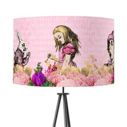 Lampshade Alice in Wonderland Blush Pink Velvet - Drum Lamp Shade 20cm 25cm 30cm 35cm 40cm 45cm Table Lamp Shade, Ceiling Shade, Pendant
