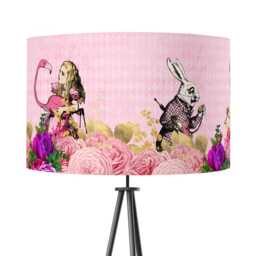 Lampshade Alice in Wonderland Blush Pink Velvet - Drum Lamp Shade 25cm 30cm 35cm 40cm 45cm Table Lamp Shade, Ceiling Shade, Pendant - thumbnail 3
