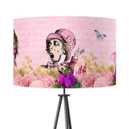 Lampshade Alice in Wonderland Blush Pink Velvet - Drum Lamp Shade 25cm 30cm 35cm 40cm 45cm Table Lamp Shade, Ceiling Shade, Pendant - thumbnail 2