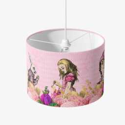 Lampshade Alice in Wonderland Blush Pink Velvet - Drum Lamp Shade 20cm 25cm 30cm 35cm 40cm 45cm Table Lamp Shade, Ceiling Shade, Pendant - thumbnail 4