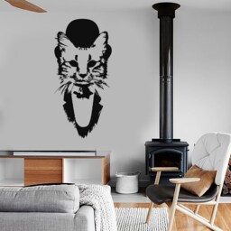 Wall Vinyl Decal Gentleman Cat in Hat Guardian Of Home Pop Art Cool Abstract Modern Decor - #1103De - thumbnail 2