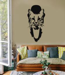 Wall Vinyl Decal Gentleman Cat in Hat Guardian Of Home Pop Art Cool Abstract Modern Decor - #1103De - thumbnail 1