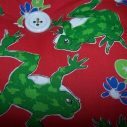 Novelty , Pillow Frog & Lily Pad Pattern Home Decor Fabric Handmade 15 X Green/Red Print Piping - thumbnail 2