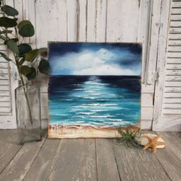 Pallet Beach, Hand Painted Seascape, Wall Art, My Happy Place, Shabby Ocean, Reclaimed Wood, Upcycled Pallet - thumbnail 3