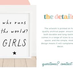 "Girls Room Wall Art - ""Who Runs The World" - thumbnail 3