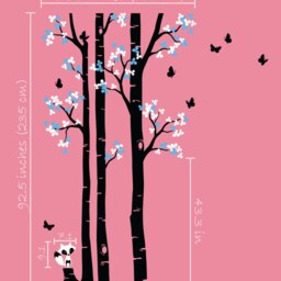 Large Tree Wall Decals, Fox & Butterflies, Nursery Decor - thumbnail 2