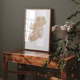 Ireland Map Beige & Gold Wall Art Print - United Kingdom Great Britain - thumbnail 2