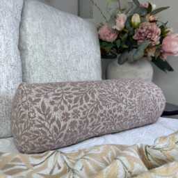 "Hidcote Pink Cushion, Floral Pillow Bolster Cushion 16""x6" - thumbnail 4