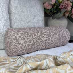 "Hidcote Pink Cushion, Floral Pillow Bolster Cushion 16""x6"