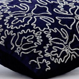 "Velvet Navy Blue Pillow For Sofa 16""x16" - thumbnail 2