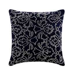 "Velvet Navy Blue Pillow For Sofa 16""x16" - thumbnail 1