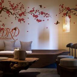 Nursery Wall Decal Sticker Kids Vinyl Decals-Cherry Blossoms Hanging Branches Decal, Flower With Birds - thumbnail 3