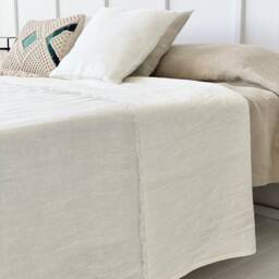 Fringed Linen Bedspread - Natural Throw, King/Queen Sizes Custom - thumbnail 3