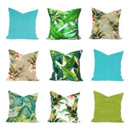 Tropical Outdoor Pillow Cover, Blue Pillow, Decorative Throw Pillow, Accent Tommy Bahama Green Pillow - thumbnail 1