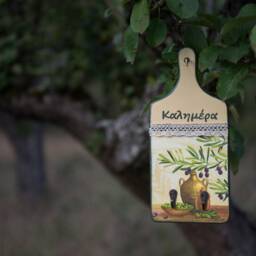 Wall Hanging Wooden Cut Board, Olive Theme, Wall Decoration, Two Metal Hooks - thumbnail 2