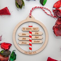 Personalised Family North Pole Sign Christmas Ornament, Hand Painted