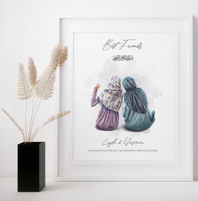 Personalized Islamic Print Hijabi Women, Jannah Poster, Muslim Gift - image 1