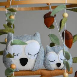 Woodland Baby Mobile With Owl, Handmade Boho Mobile, Neutral Forest Nursery Decor, Newborn Cot Crib Carousel, Shower Gift - thumbnail 2