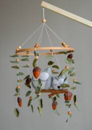 Woodland Baby Mobile With Owl, Handmade Boho Mobile, Neutral Forest Nursery Decor, Newborn Cot Crib Carousel, Shower Gift