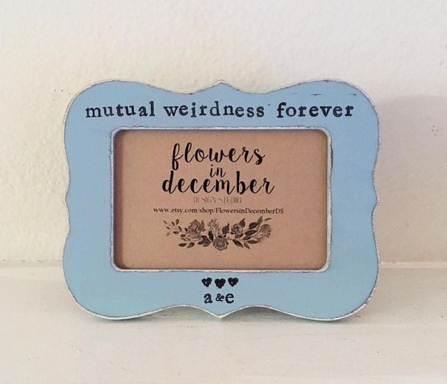 Personalized Picture Frame Mutual Weirdness Forever, Hand-Painted 4x6 Photo - image 1