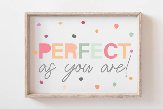 Perfect As You Are Print, Pastel Nursery Prints, Girls Bedroom Playroom Quote, Affirmation Wall Art - image 1