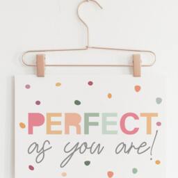 Perfect As You Are Print, Pastel Nursery Prints, Girls Bedroom Playroom Quote, Affirmation Wall Art - thumbnail 3