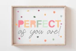 Perfect As You Are Print, Pastel Nursery Prints, Girls Bedroom Playroom Quote, Affirmation Wall Art - thumbnail 1