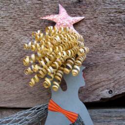 Upcycled Metal Mermaid Wall Art Coastal Beach House Decor - 12x23 - thumbnail 2