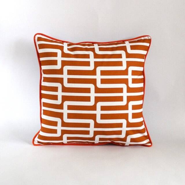 Orange & Navy Geometric Cushion 45cm X Cotton - image 1