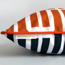 Orange & Navy Geometric Cushion 45cm X Cotton - thumbnail 3