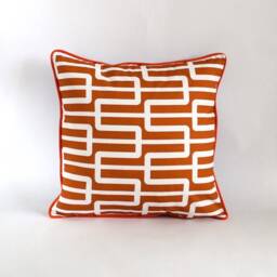 Orange & Navy Geometric Cushion 45cm X Cotton